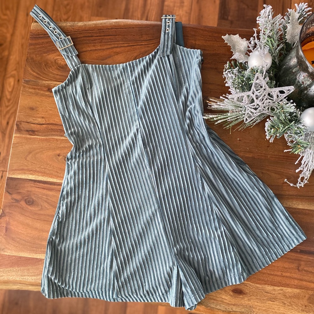 Teal Velvet Romper